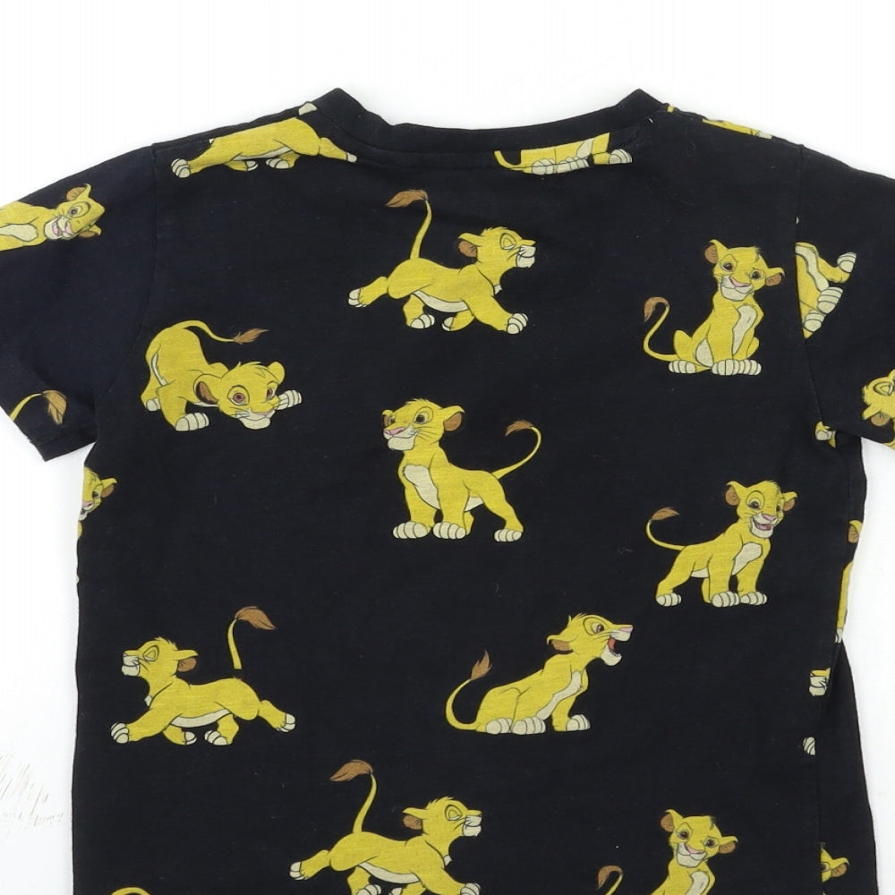 NEXT Boys Black Animal Print  Basic T-Shirt Size 4-5 Years  - Lion king