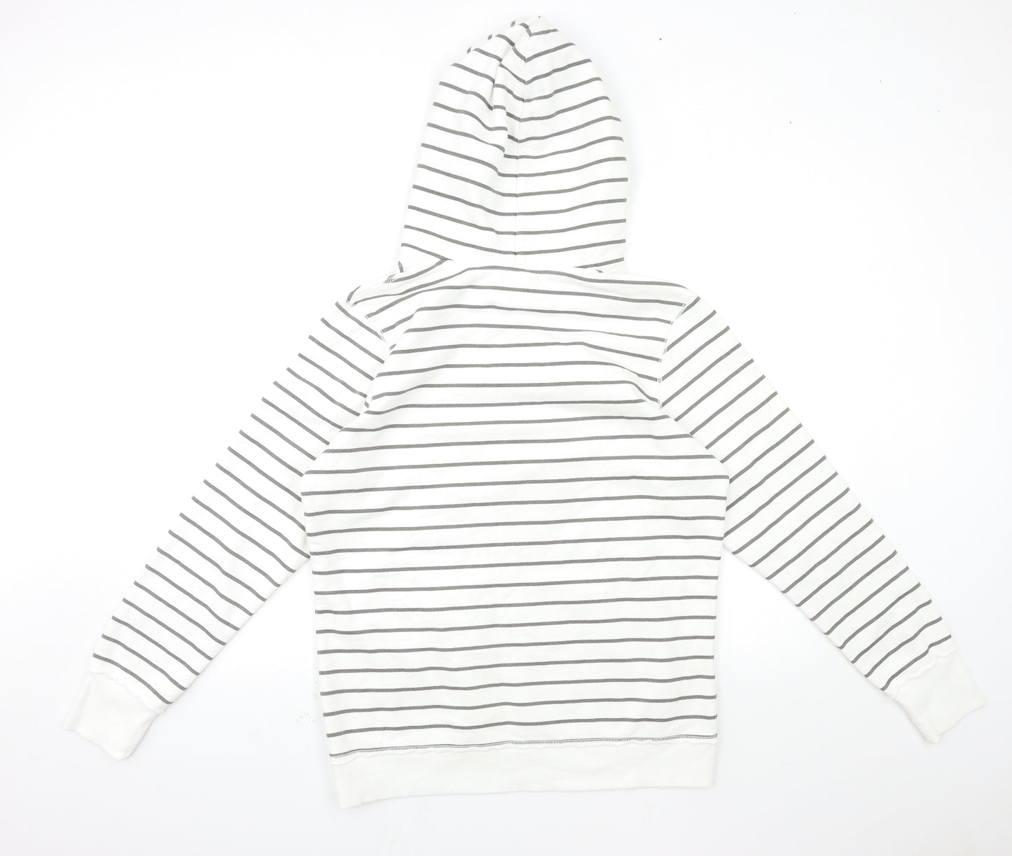 Disney Womens White Striped  Pullover Hoodie Size 16