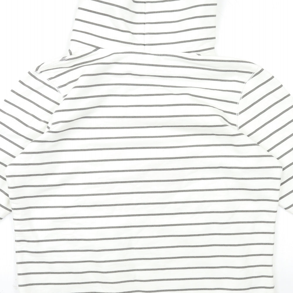 Disney Womens White Striped  Pullover Hoodie Size 16