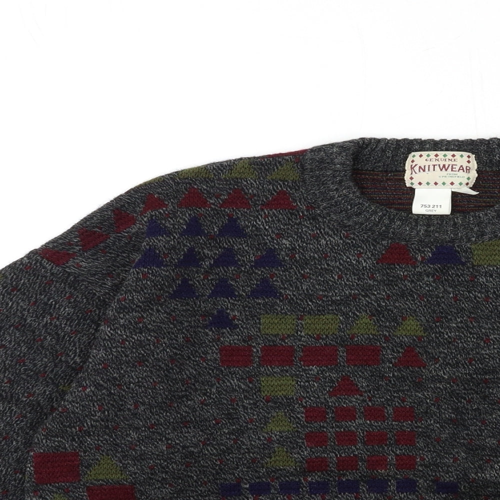 genuine knitwear Mens Grey  Knit Pullover Jumper Size M