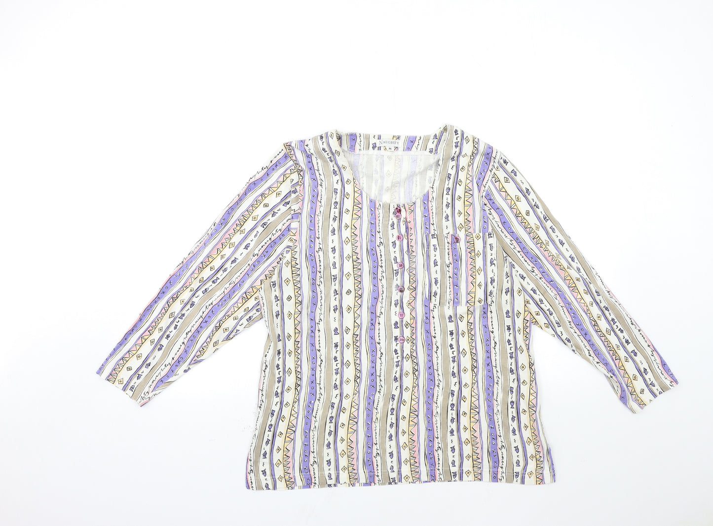 Naughty Womens Purple Striped  Basic T-Shirt Size M