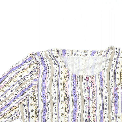 Naughty Womens Purple Striped  Basic T-Shirt Size M