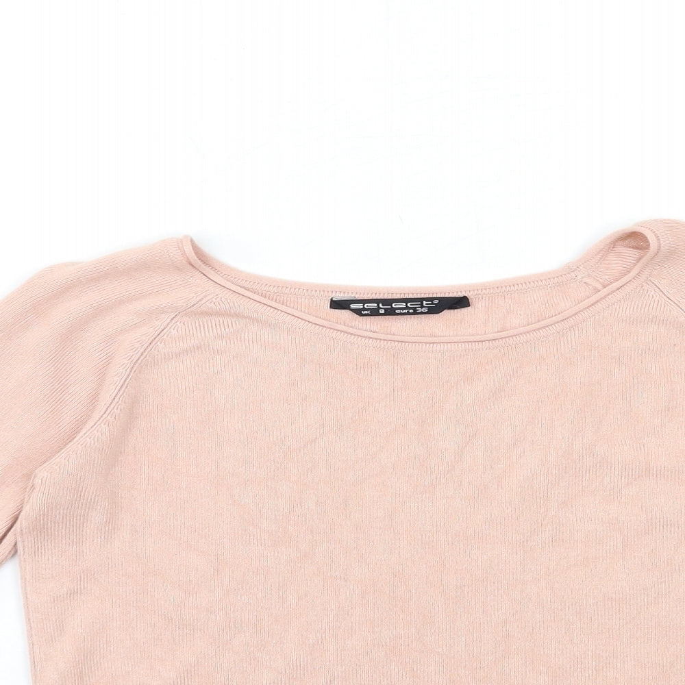 Select Womens Pink  Knit Pullover Jumper Size 8  - Open Sleeve