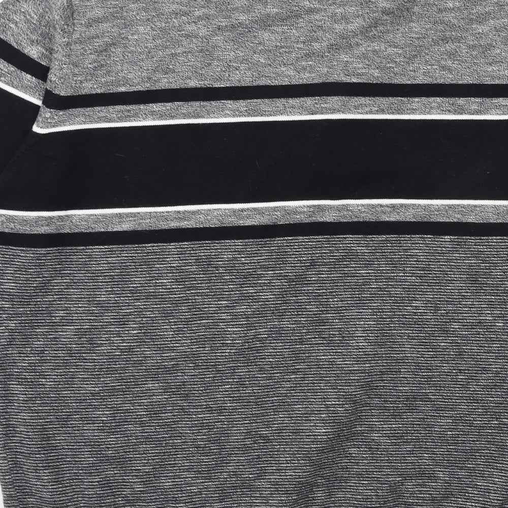 George Mens Grey Striped Knit Pullover Jumper Size XL