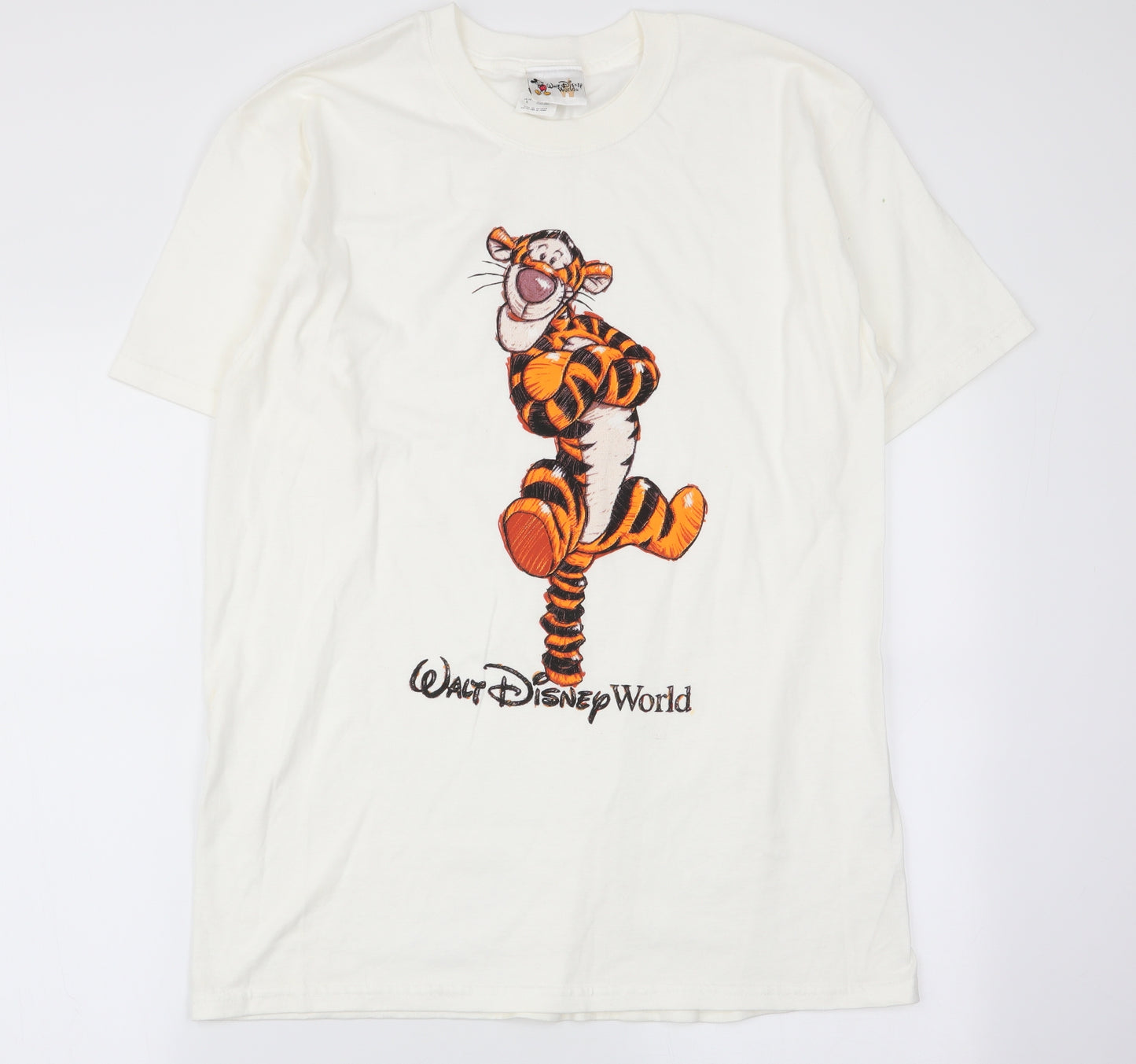 Walt Disney Womens White Animal Print  Basic T-Shirt Size L