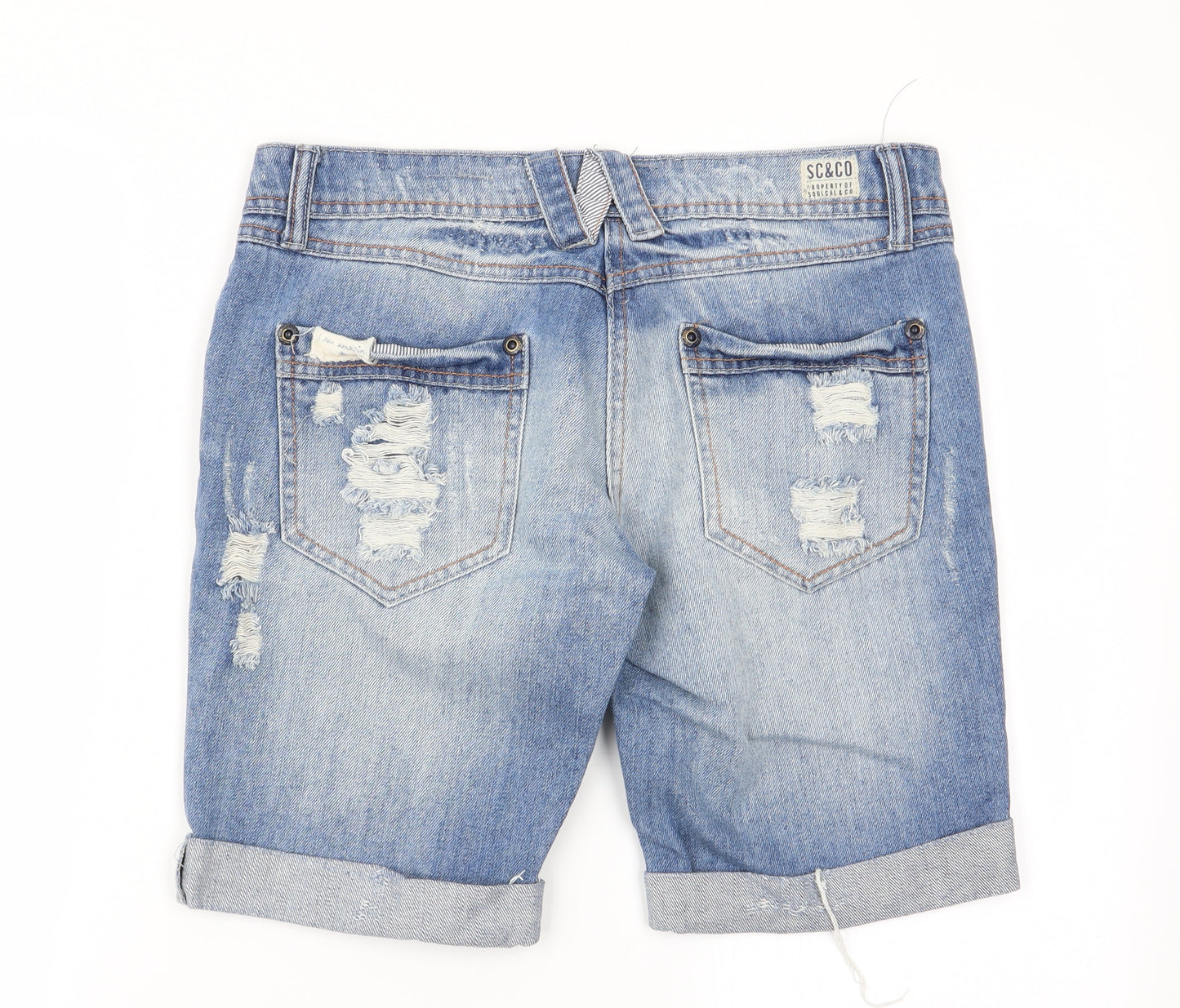 soulcal Womens Blue   Chino Shorts Size 8 - ripped shorts