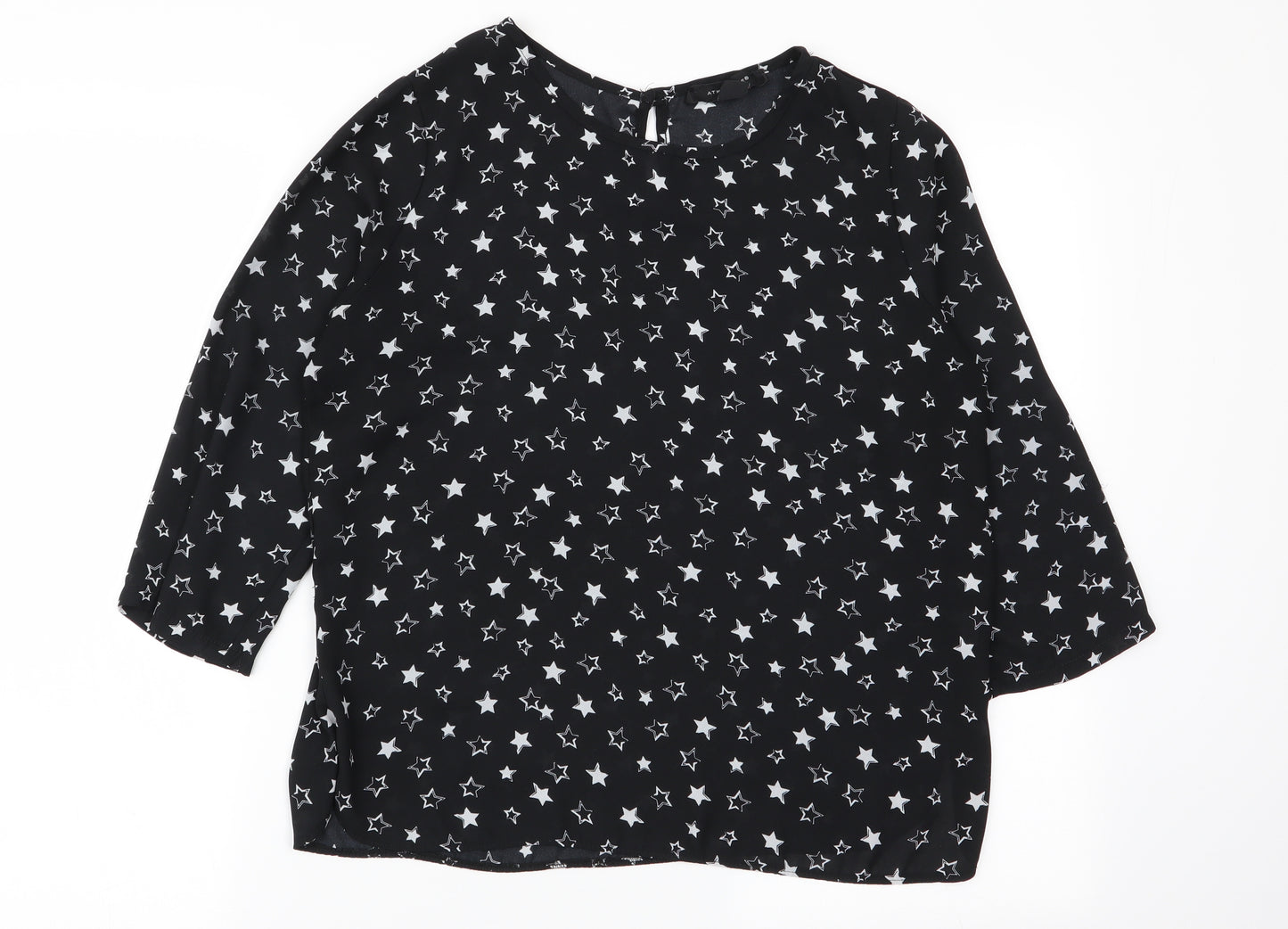 Primark Womens Black Geometric  Basic Blouse Size 10