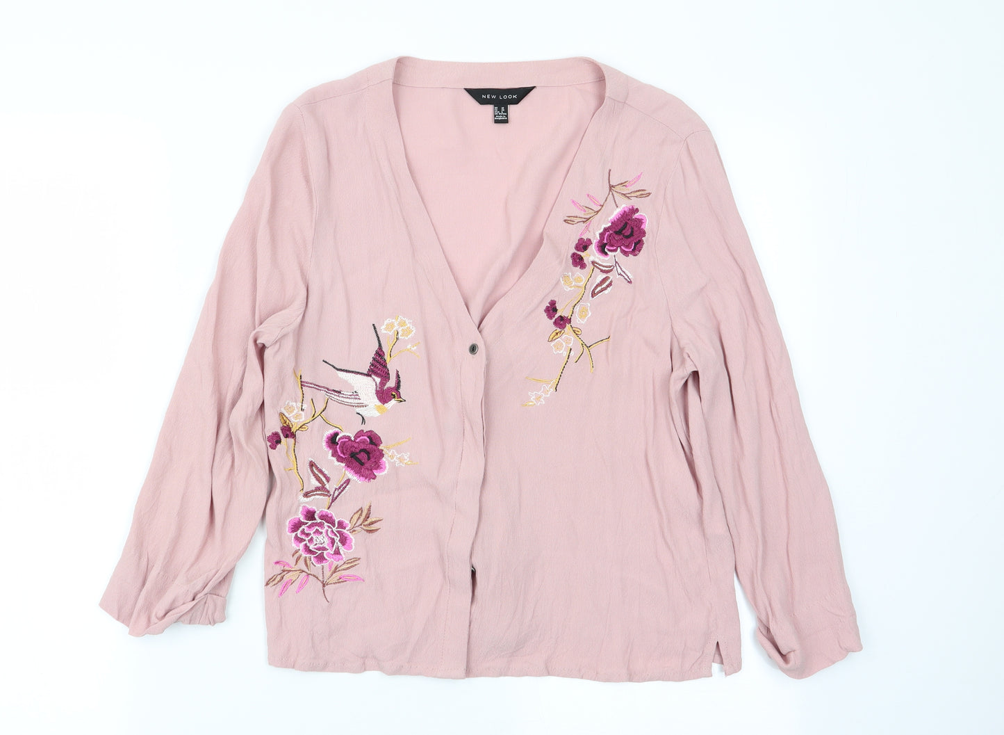 New Look Womens Pink Floral  Basic Blouse Size 10