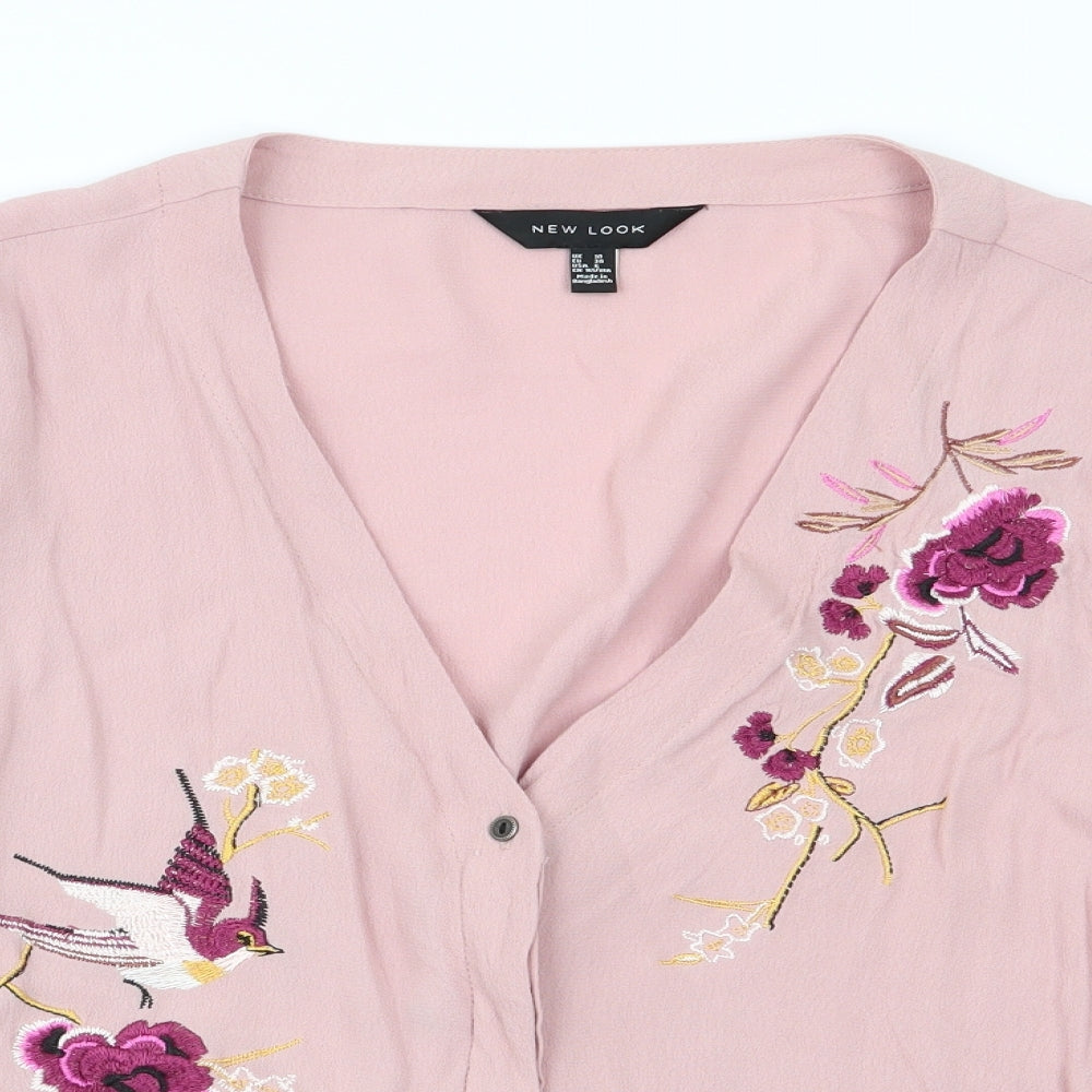 New Look Womens Pink Floral  Basic Blouse Size 10
