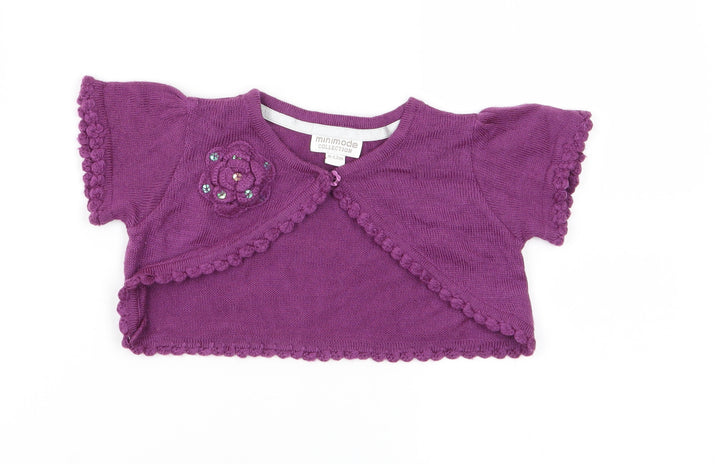 MINIMODE Girls Purple Cardigan Jumper Size 9-12 Months