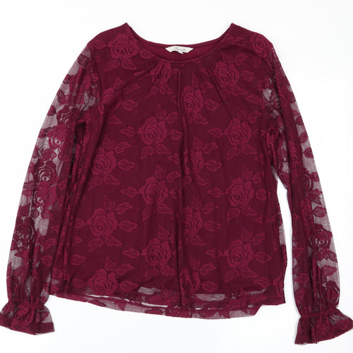 Peacocks Womens Purple Floral  Basic Blouse Size 8