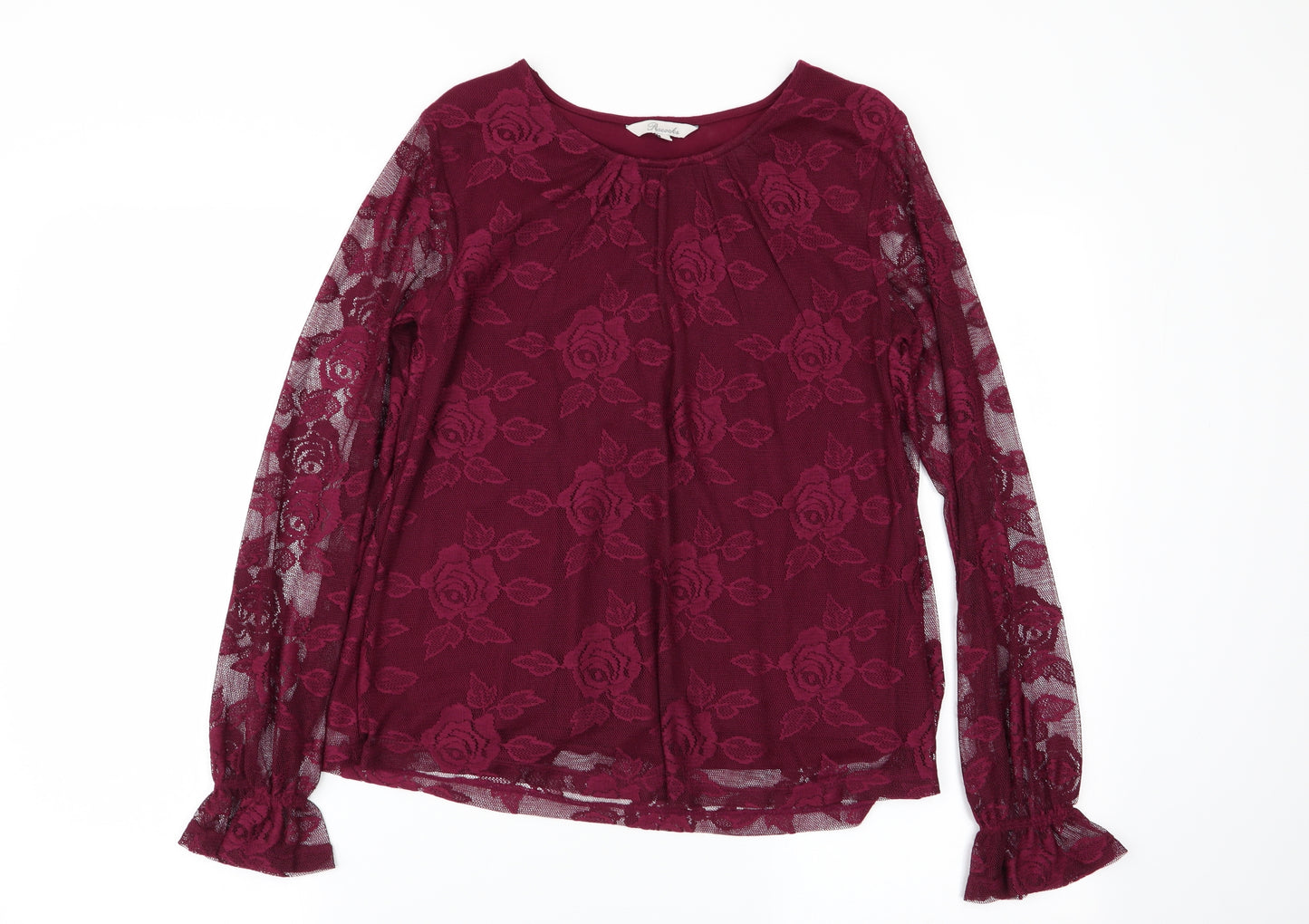 Peacocks Womens Purple Floral  Basic Blouse Size 8