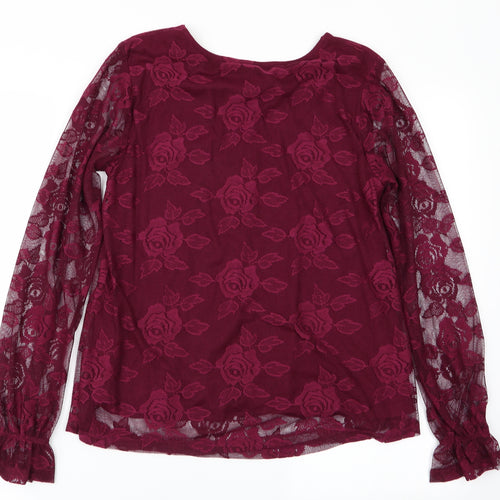 Peacocks Womens Purple Floral  Basic Blouse Size 8