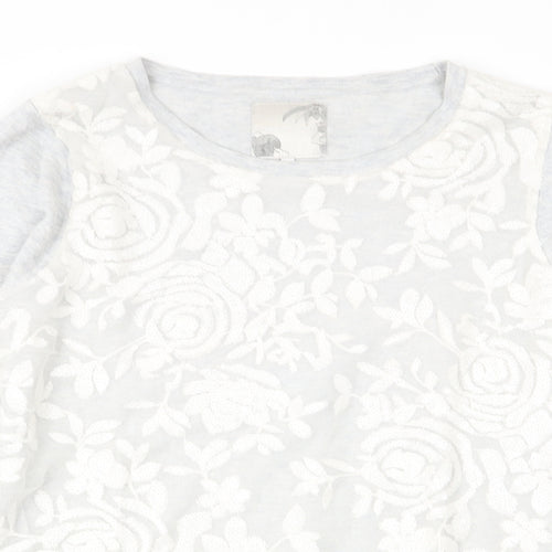 RJR.John Rocha Womens Grey Floral  Pullover Jumper Size 8
