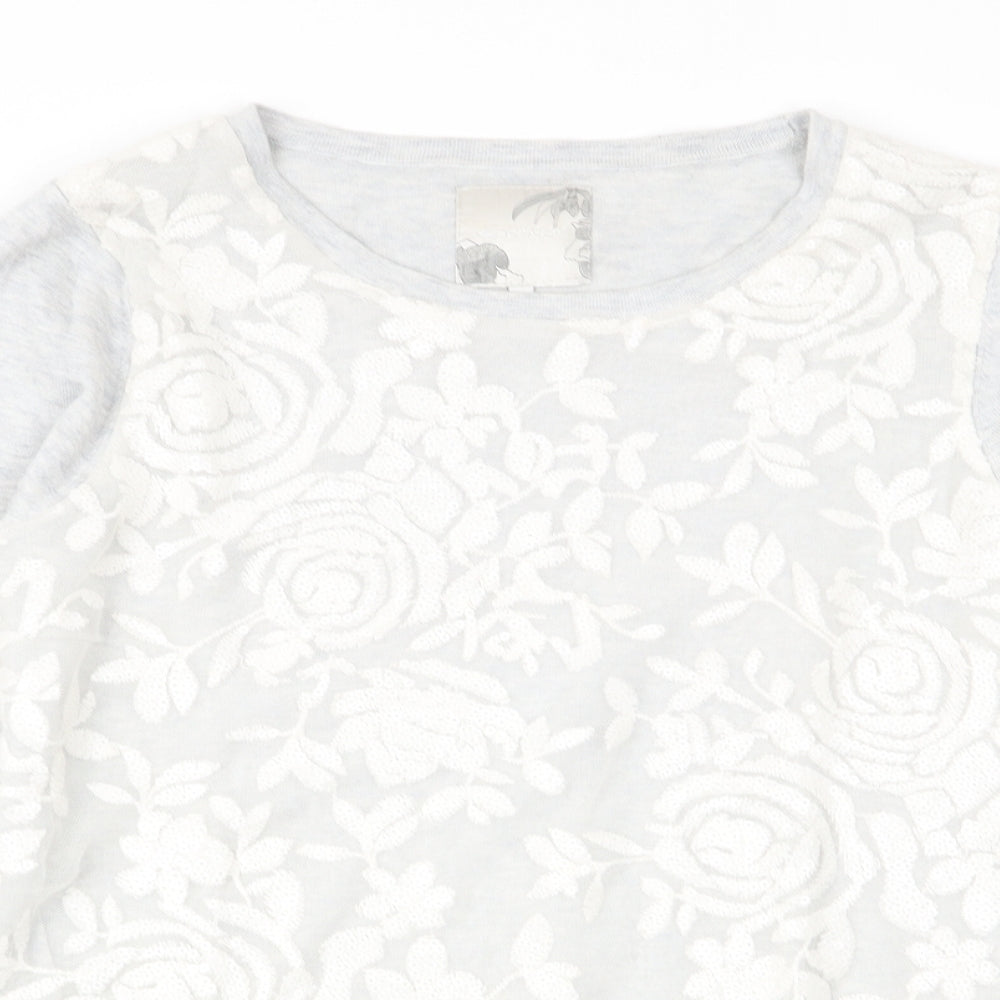 RJR.John Rocha Womens Grey Floral  Pullover Jumper Size 8