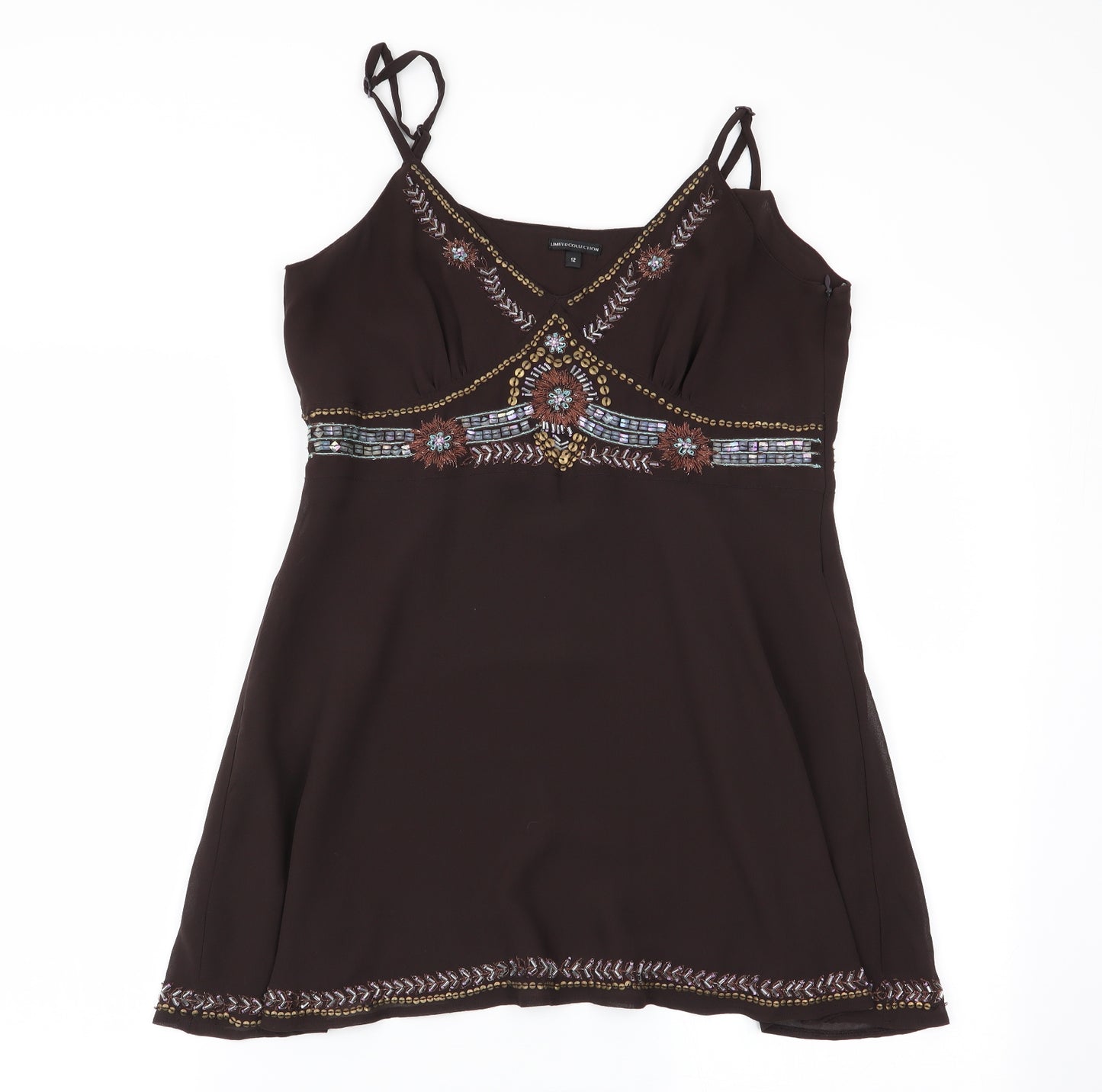 LIMITED COLLECTION Womens Brown Geometric  Camisole Blouse Size 12