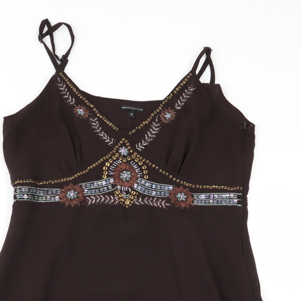 LIMITED COLLECTION Womens Brown Geometric  Camisole Blouse Size 12
