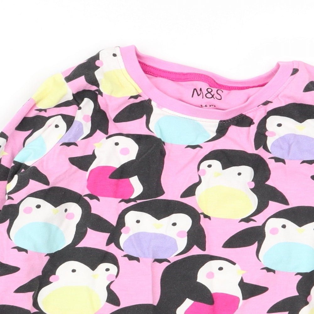 M&S Girls Multicoloured Animal Print  Basic T-Shirt Size 5-6 Years