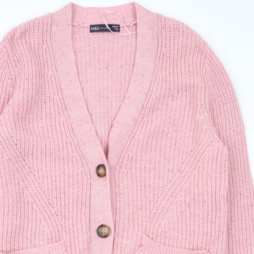 M&S Womens Pink   Cardigan Jumper Size M