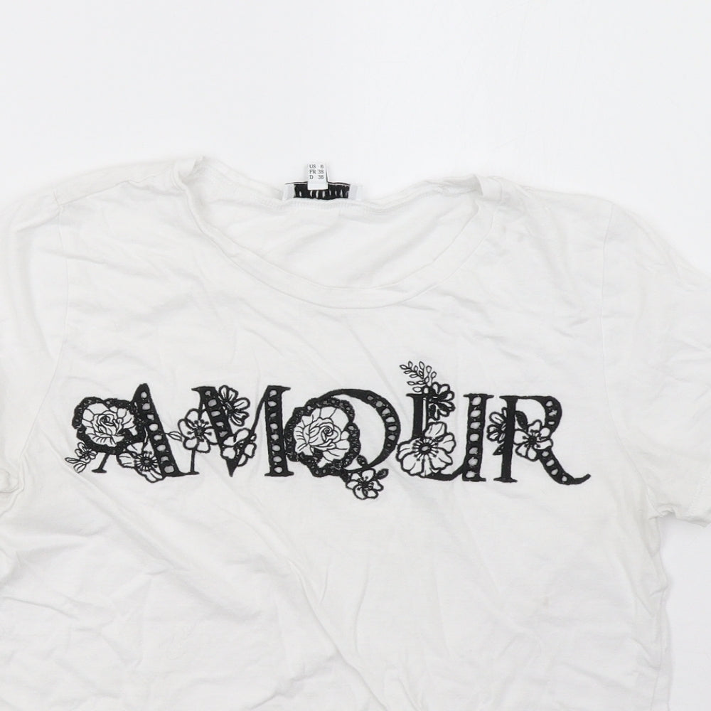 Warehouse Womens White   Basic T-Shirt Size 10