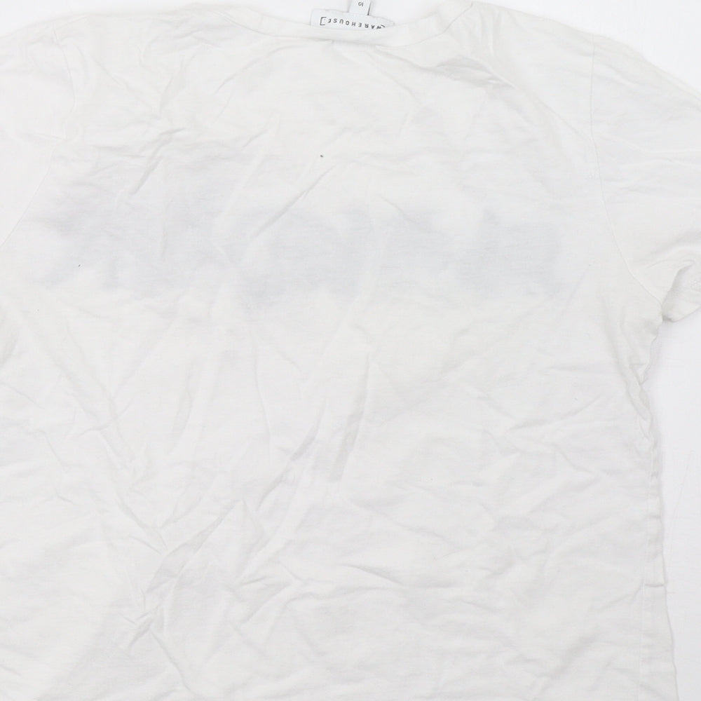 Warehouse Womens White   Basic T-Shirt Size 10