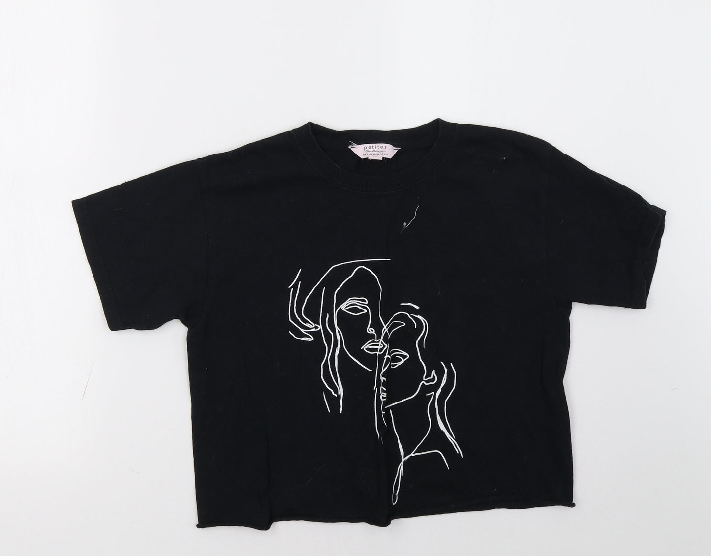 Miss Selfridge Womens Black   Cropped T-Shirt Size S