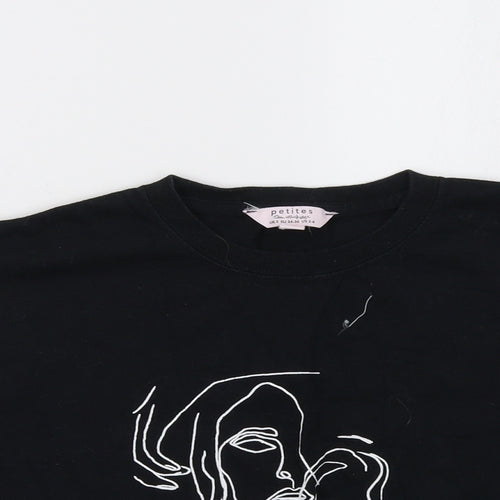 Miss Selfridge Womens Black   Cropped T-Shirt Size S