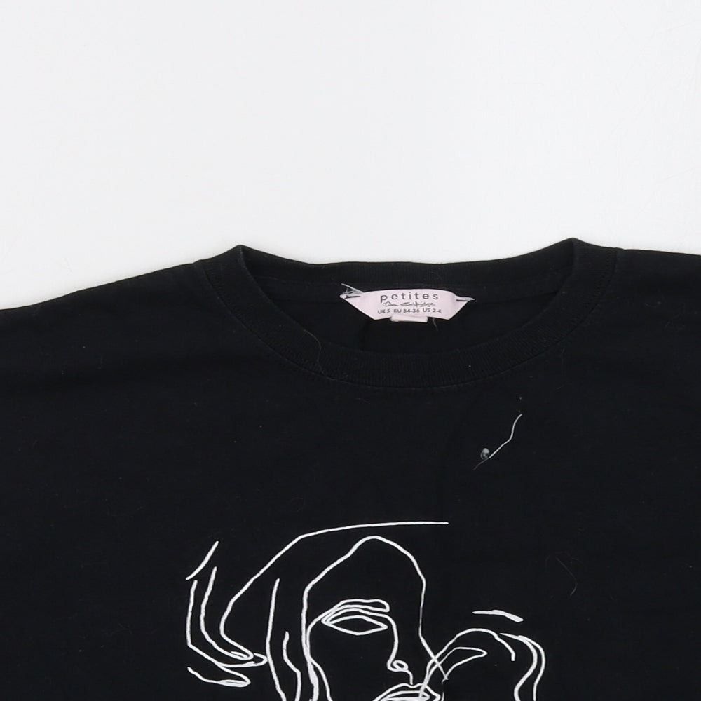 Miss Selfridge Womens Black   Cropped T-Shirt Size S