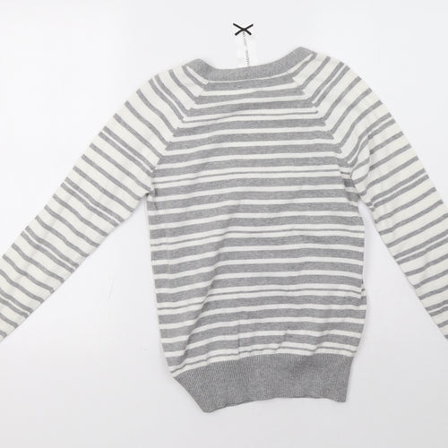 evie Womens Grey Striped  Cardigan Jumper Size 8