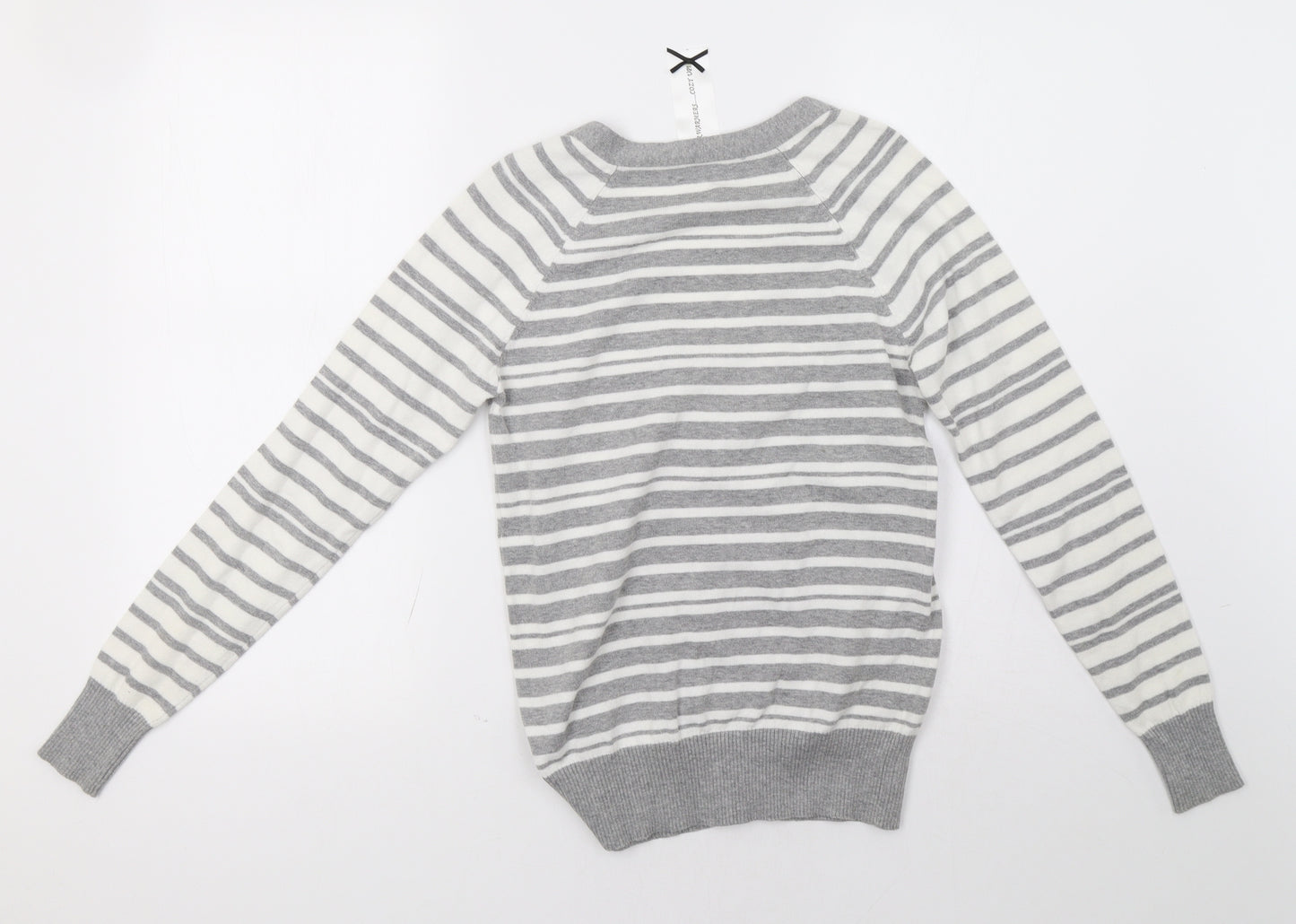 evie Womens Grey Striped  Cardigan Jumper Size 8