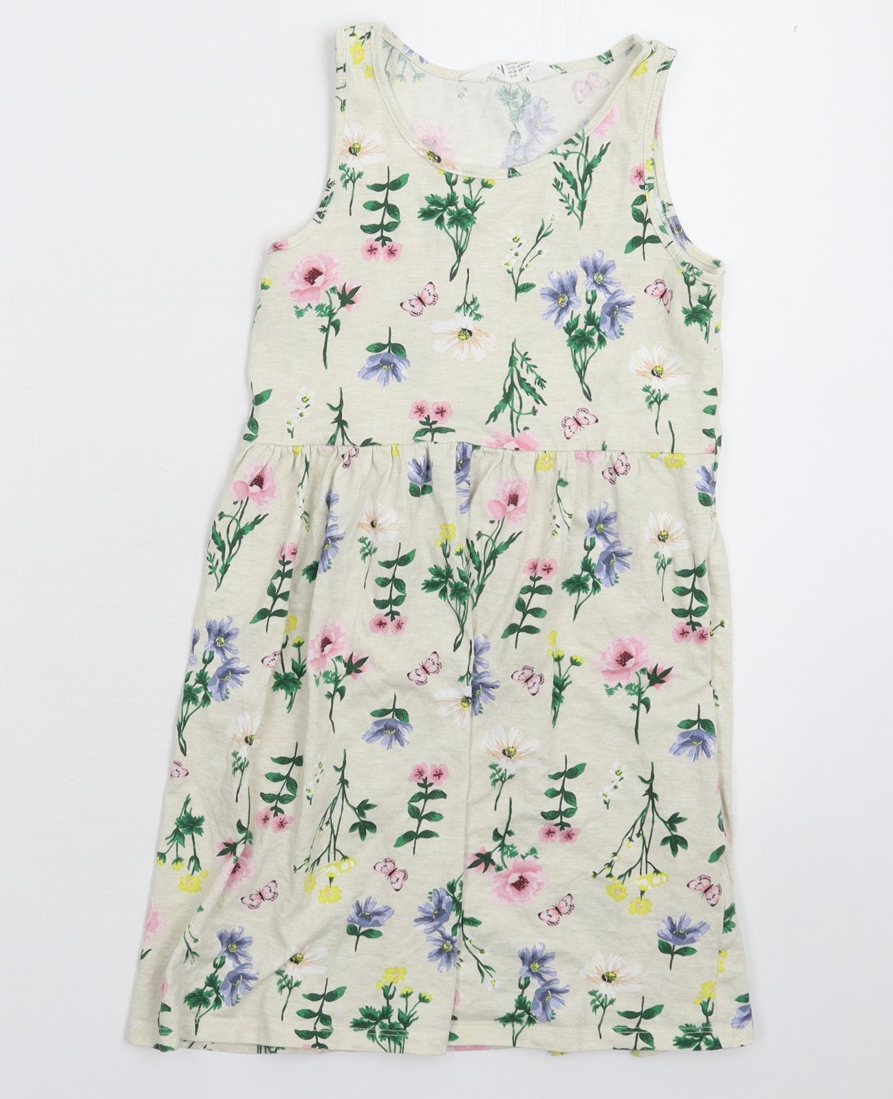 H&M Girls Beige Floral  Tank Dress  Size 9-10 Years