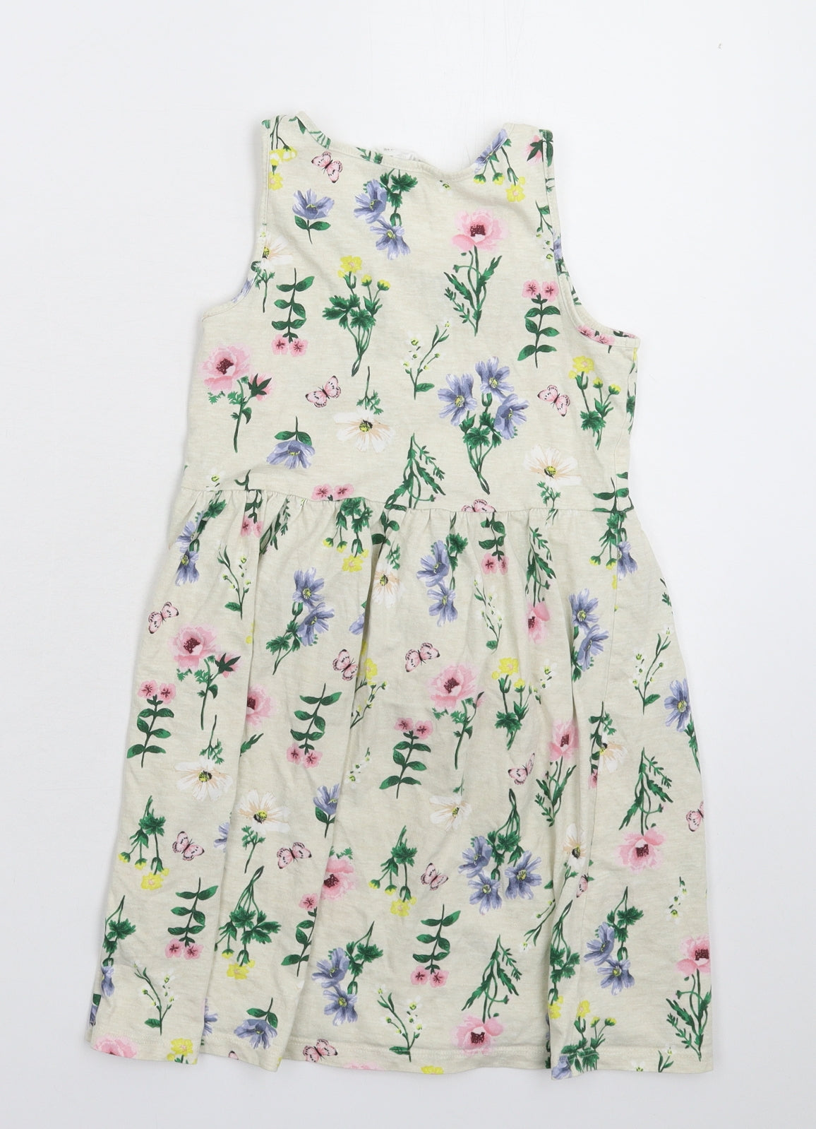 H&M Girls Beige Floral  Tank Dress  Size 9-10 Years