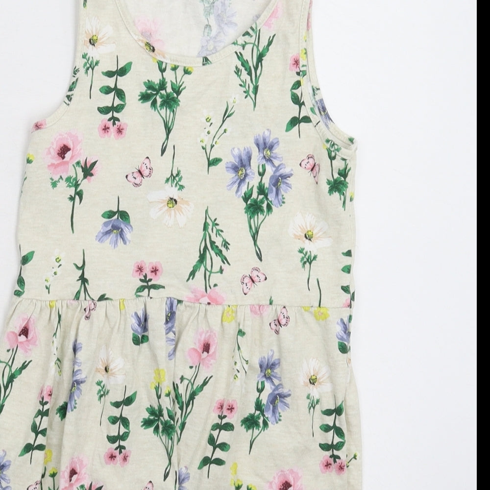 H&M Girls Beige Floral  Tank Dress  Size 9-10 Years