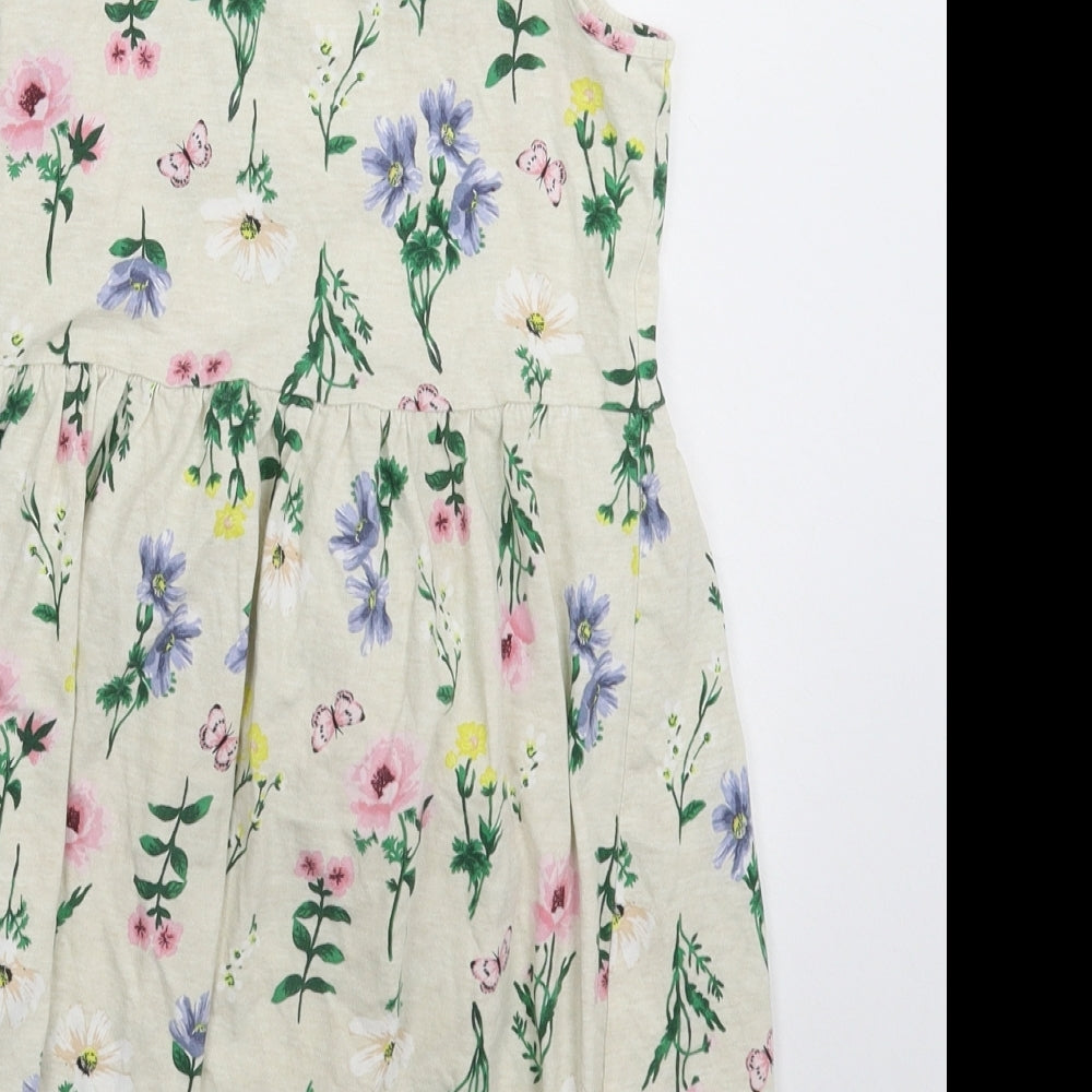 H&M Girls Beige Floral  Tank Dress  Size 9-10 Years