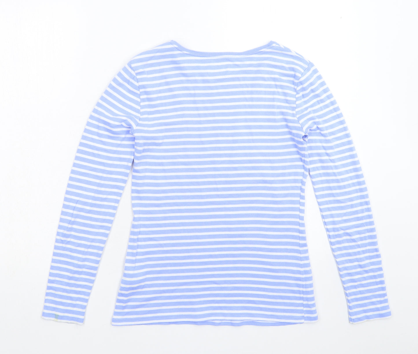Papaya Womens Blue Striped  Basic T-Shirt Size 10
