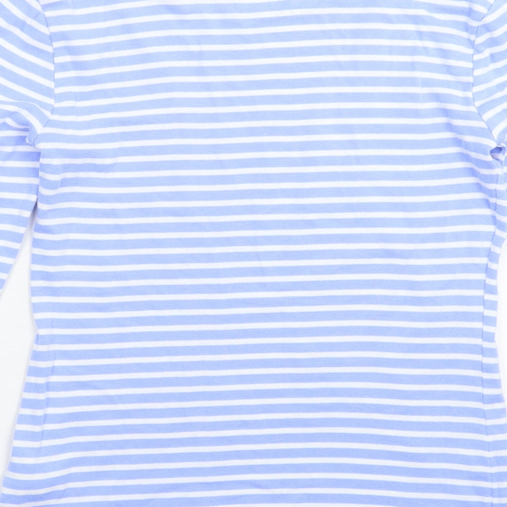 Papaya Womens Blue Striped  Basic T-Shirt Size 10