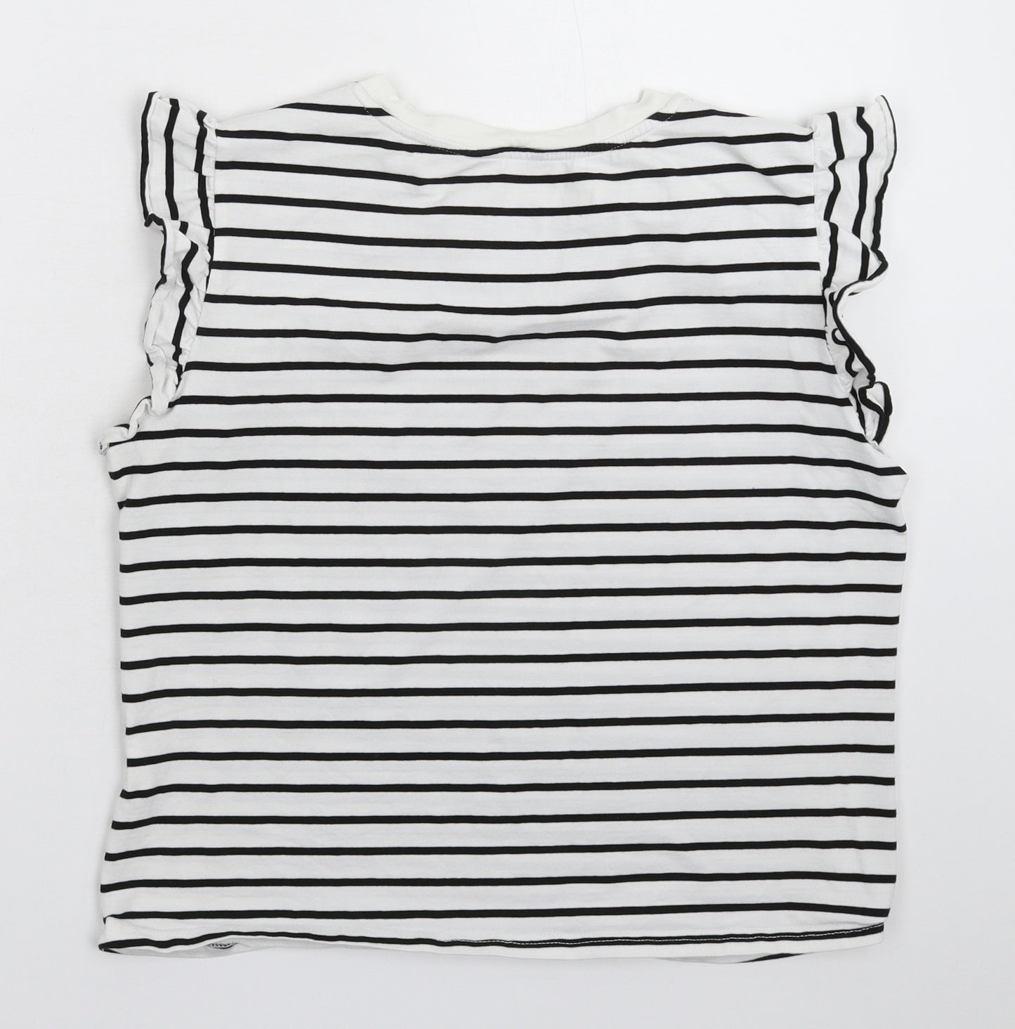 SheIn Womens White Striped  Basic T-Shirt Size L