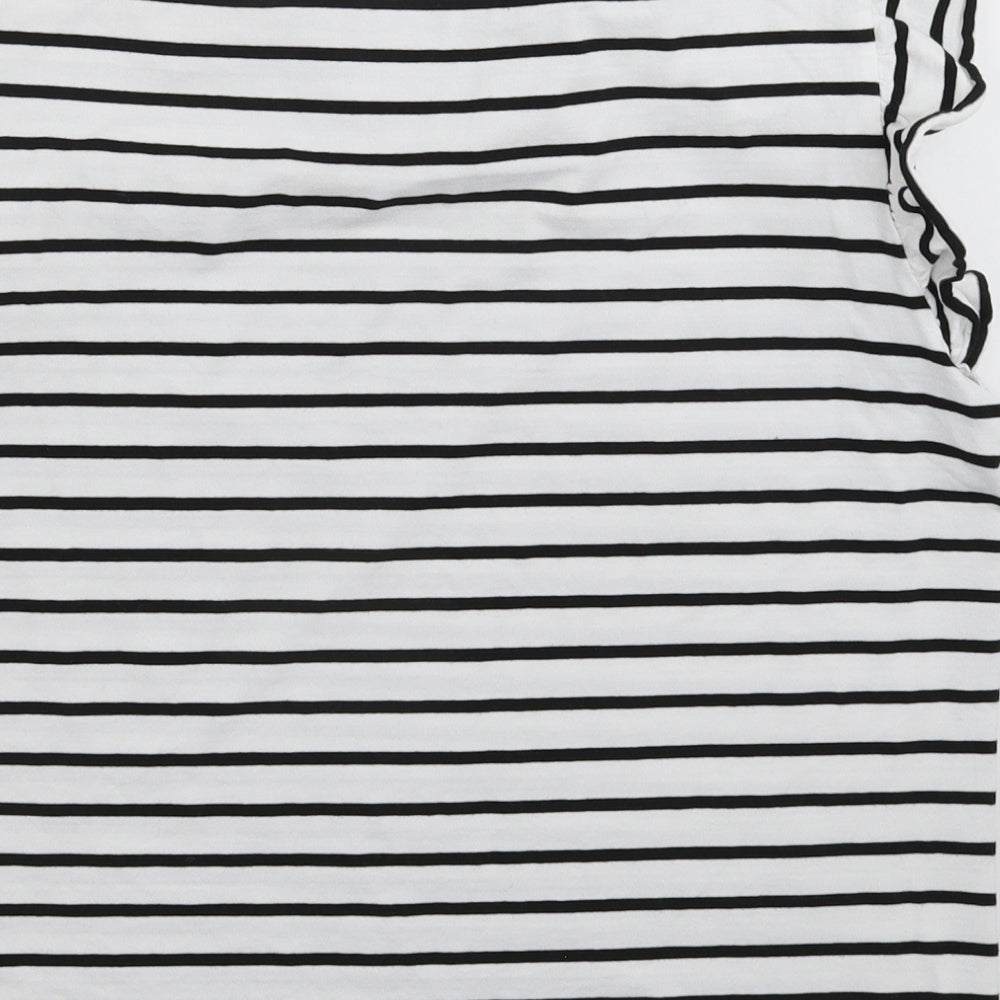 SheIn Womens White Striped  Basic T-Shirt Size L