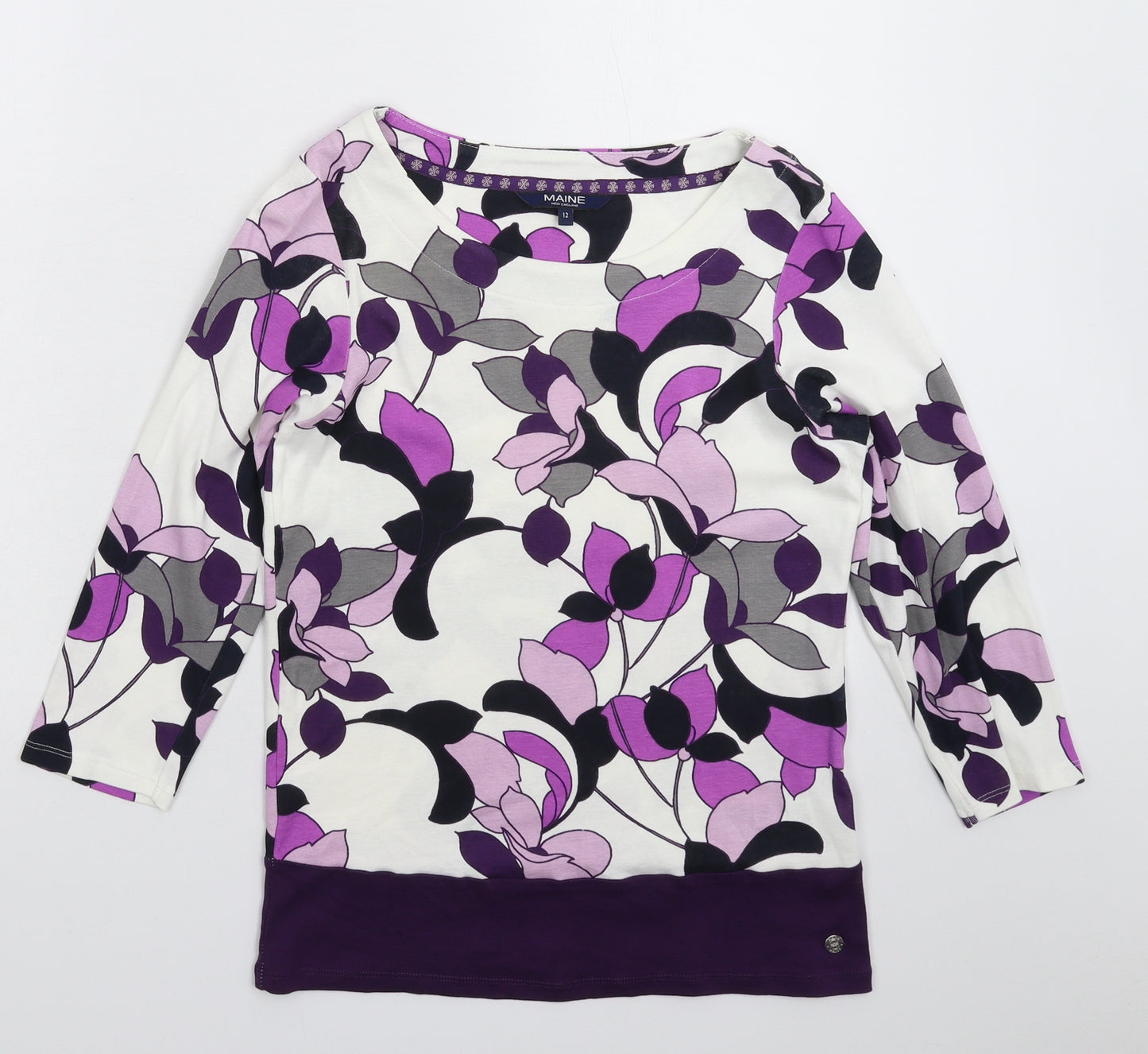 Maine Womens Multicoloured Floral  Basic T-Shirt Size 12