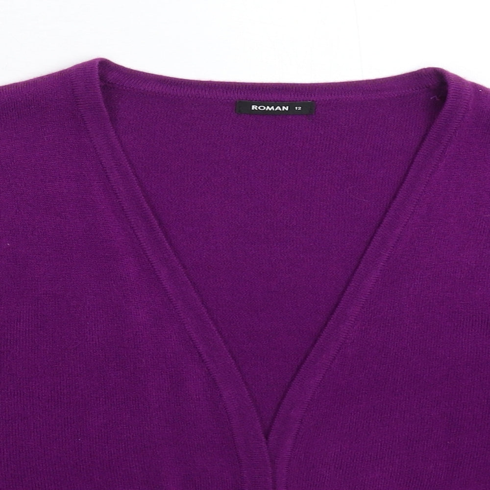 Roman Womens Purple  Knit Cardigan Jumper Size 12