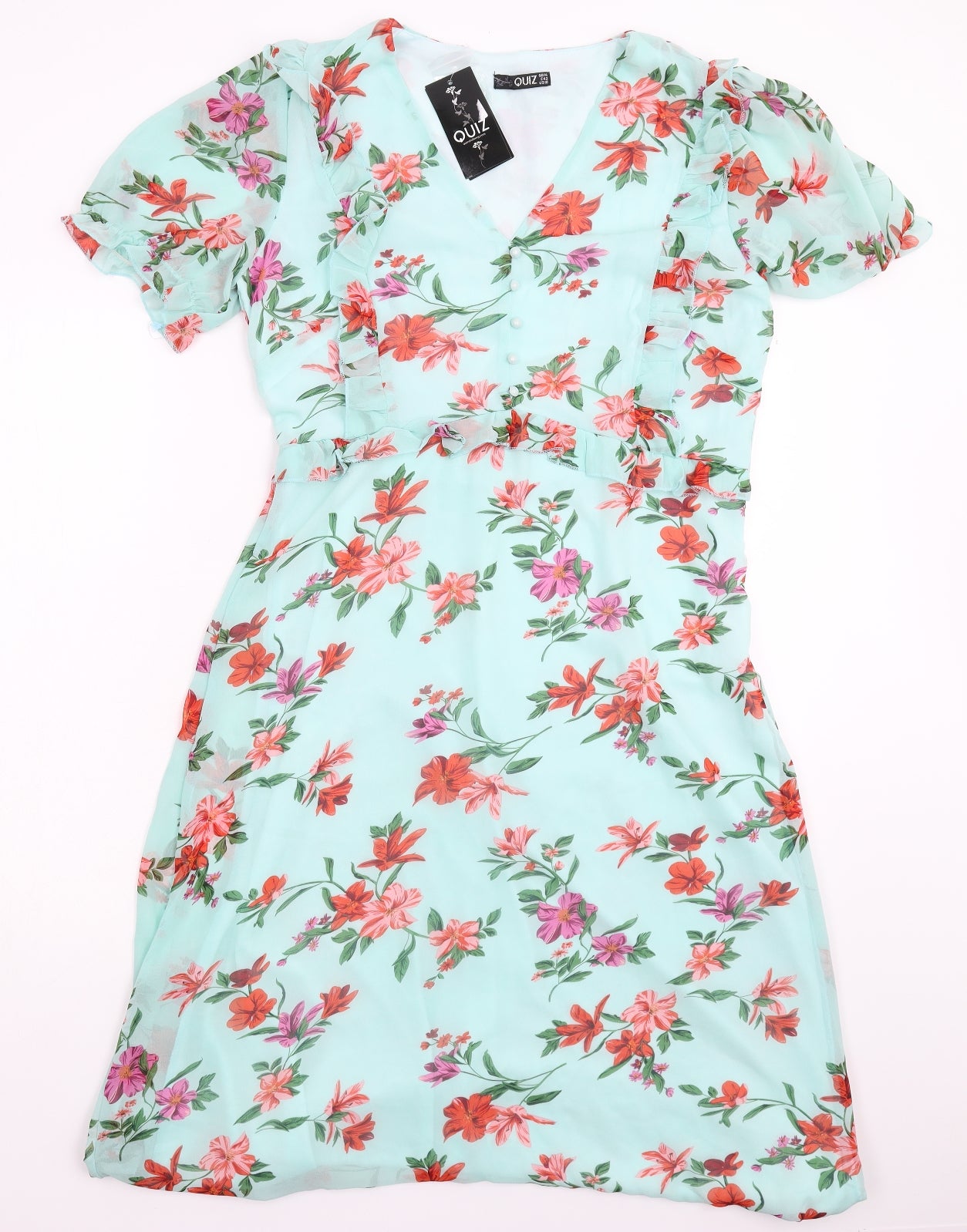 Quiz Womens Green Floral  Fit & Flare  Size 14