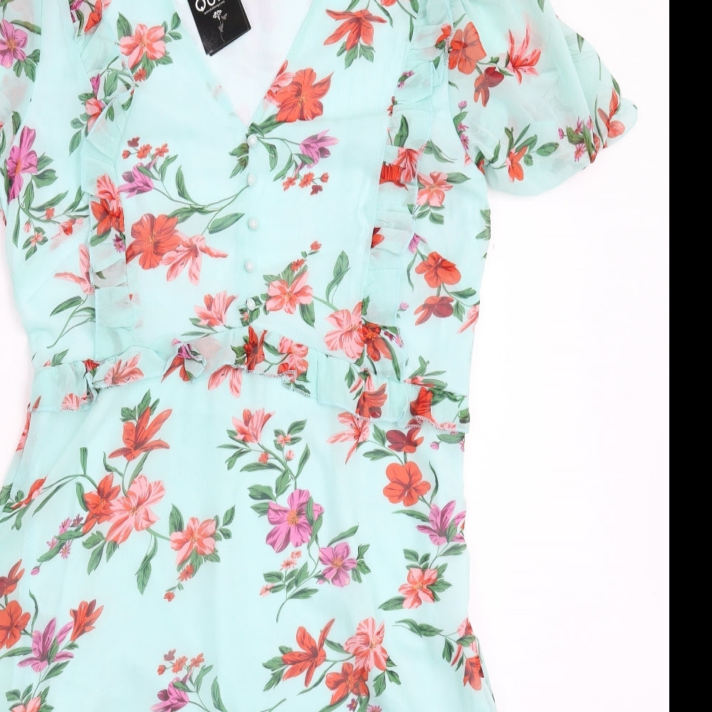 Quiz Womens Green Floral  Fit & Flare  Size 14