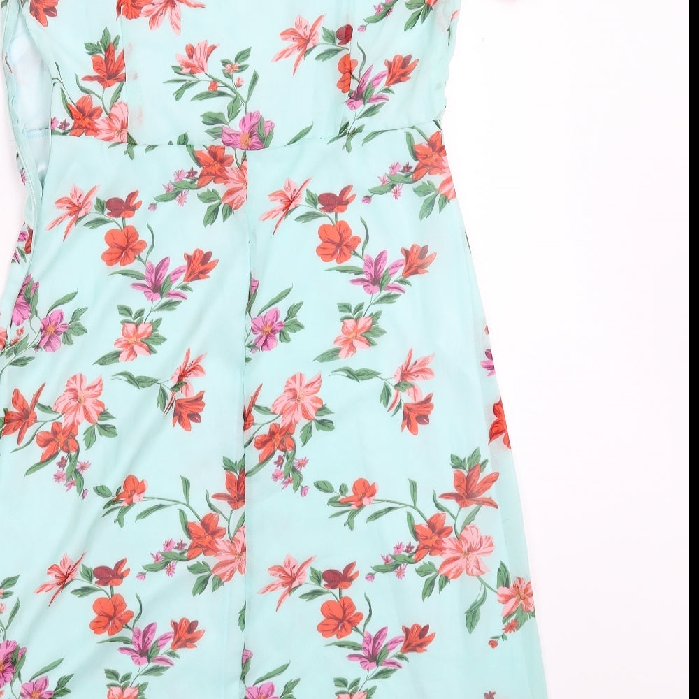 Quiz Womens Green Floral  Fit & Flare  Size 14