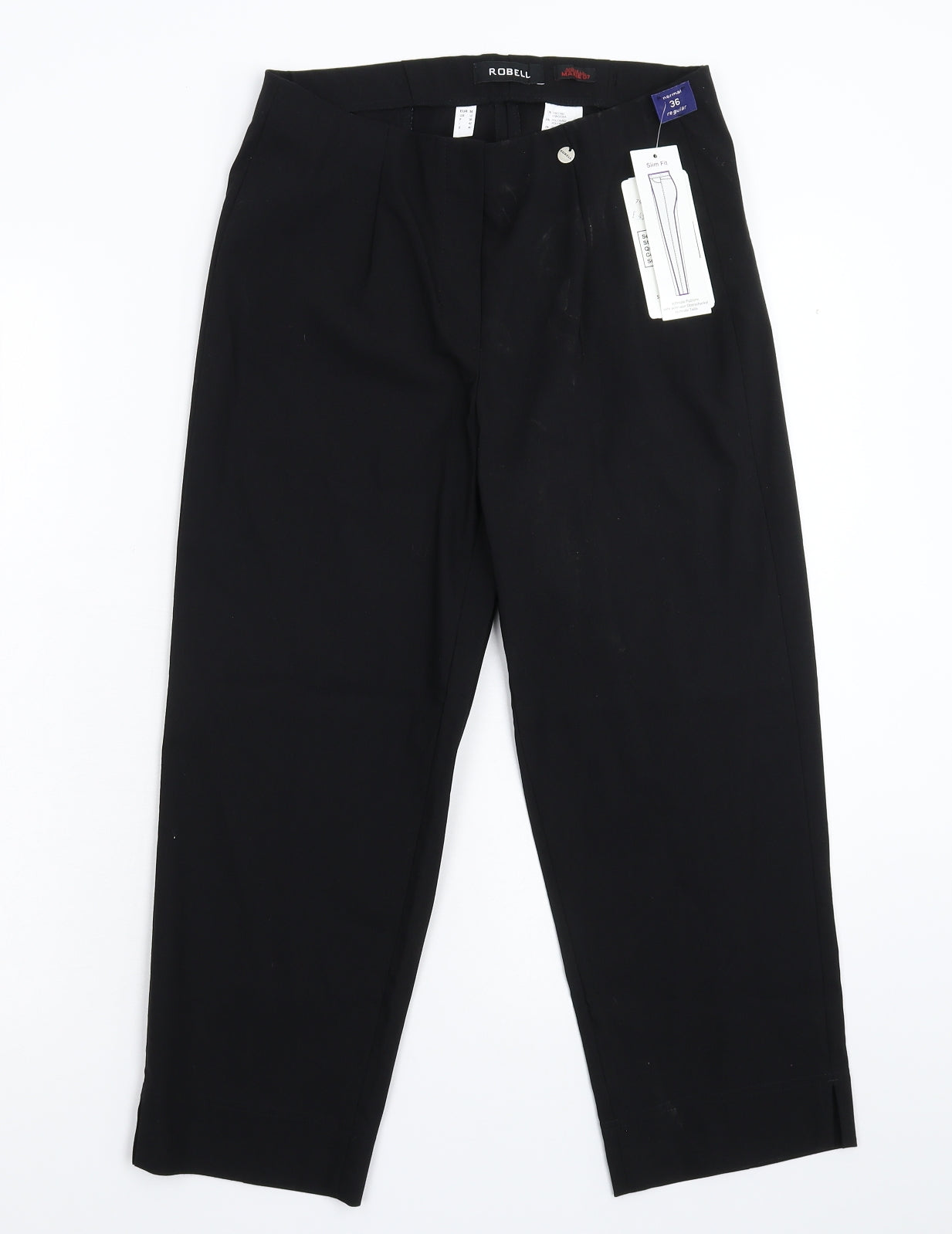 Robell Womens Black   Cropped Trousers Size 10 L22 in