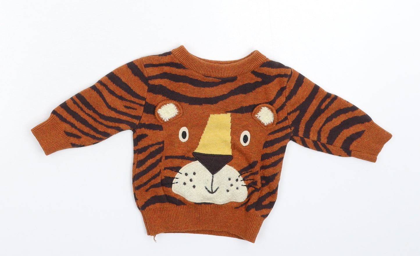 NEXT Baby Brown Animal Print Knit Pullover Jumper Size 3-6 Months