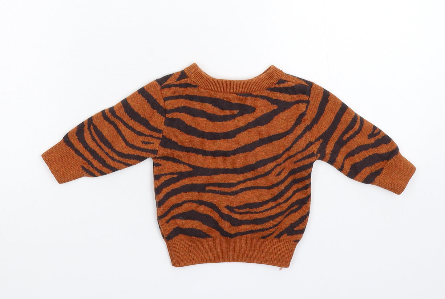 NEXT Baby Brown Animal Print Knit Pullover Jumper Size 3-6 Months