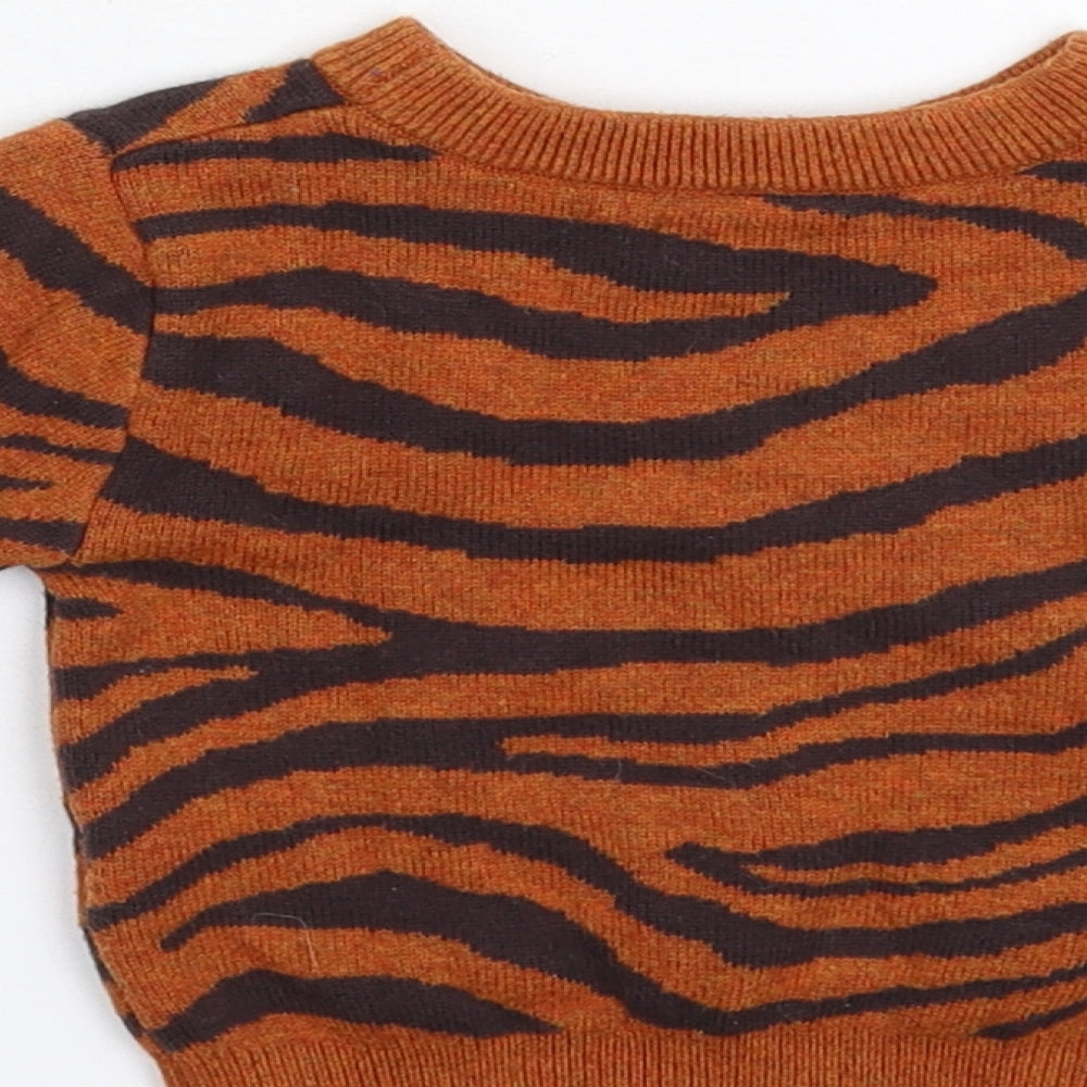 NEXT Baby Brown Animal Print Knit Pullover Jumper Size 3-6 Months