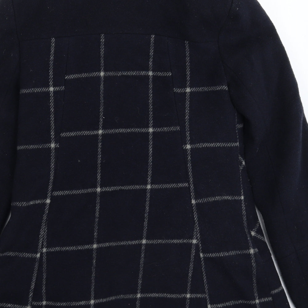 Miss Selfridge Womens Blue Check  Pea Coat Coat Size 6
