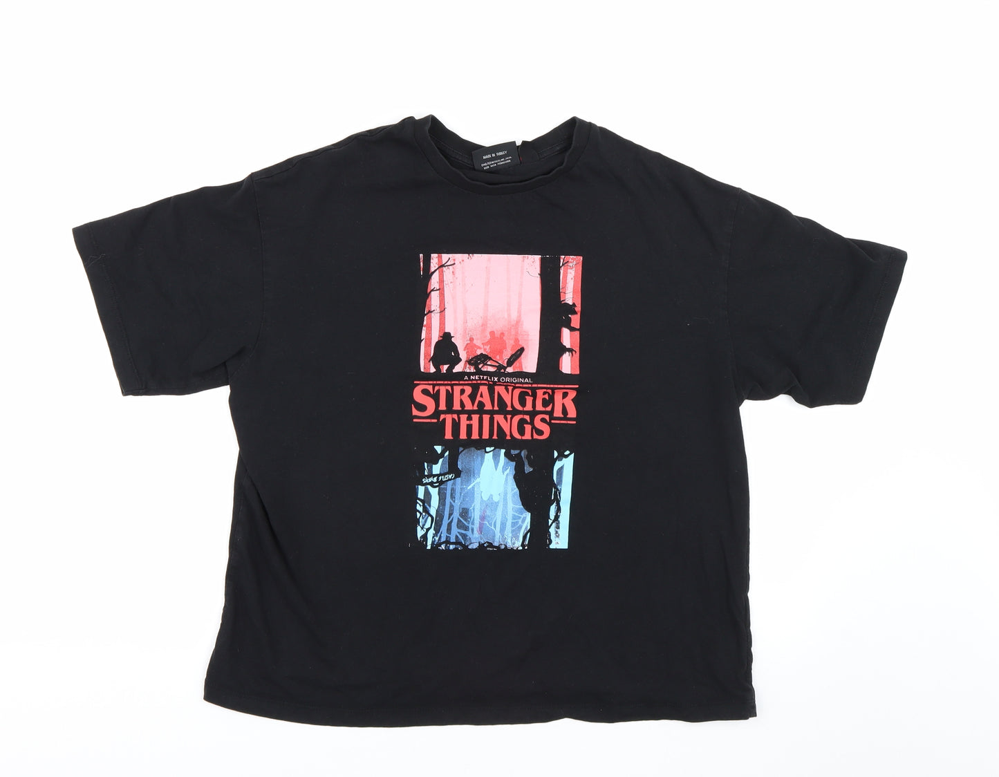 Primark Womens Black   Basic T-Shirt Size S  - stranger things