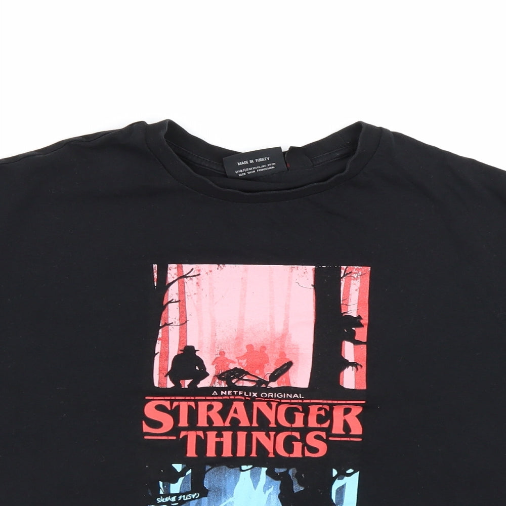 Primark Womens Black   Basic T-Shirt Size S  - stranger things
